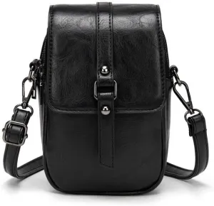 myfriday Vintage Crossbody Phone Bag for Women, Small PU Leather Shoulder Purse and Handbag with Tassel&Rivet Decoration