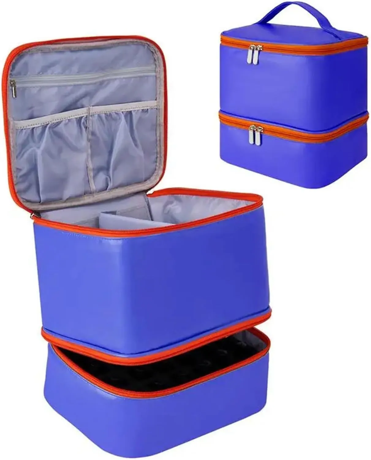 Nail Polish Storage Bag Nail Polish Storage Bag High Capacity Nail Polish Carrying Case Holds 30 Nail Glue Bottles Travel Case For Nail Lamp Massage Oil(Blue)