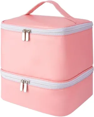 Nail Polish Storage Bag Nail Polish Storage Bag High Capacity Nail Polish Carrying Case Holds 30 Nail Glue Bottles Travel Case For Nail Lamp Massage Oil(Pink)