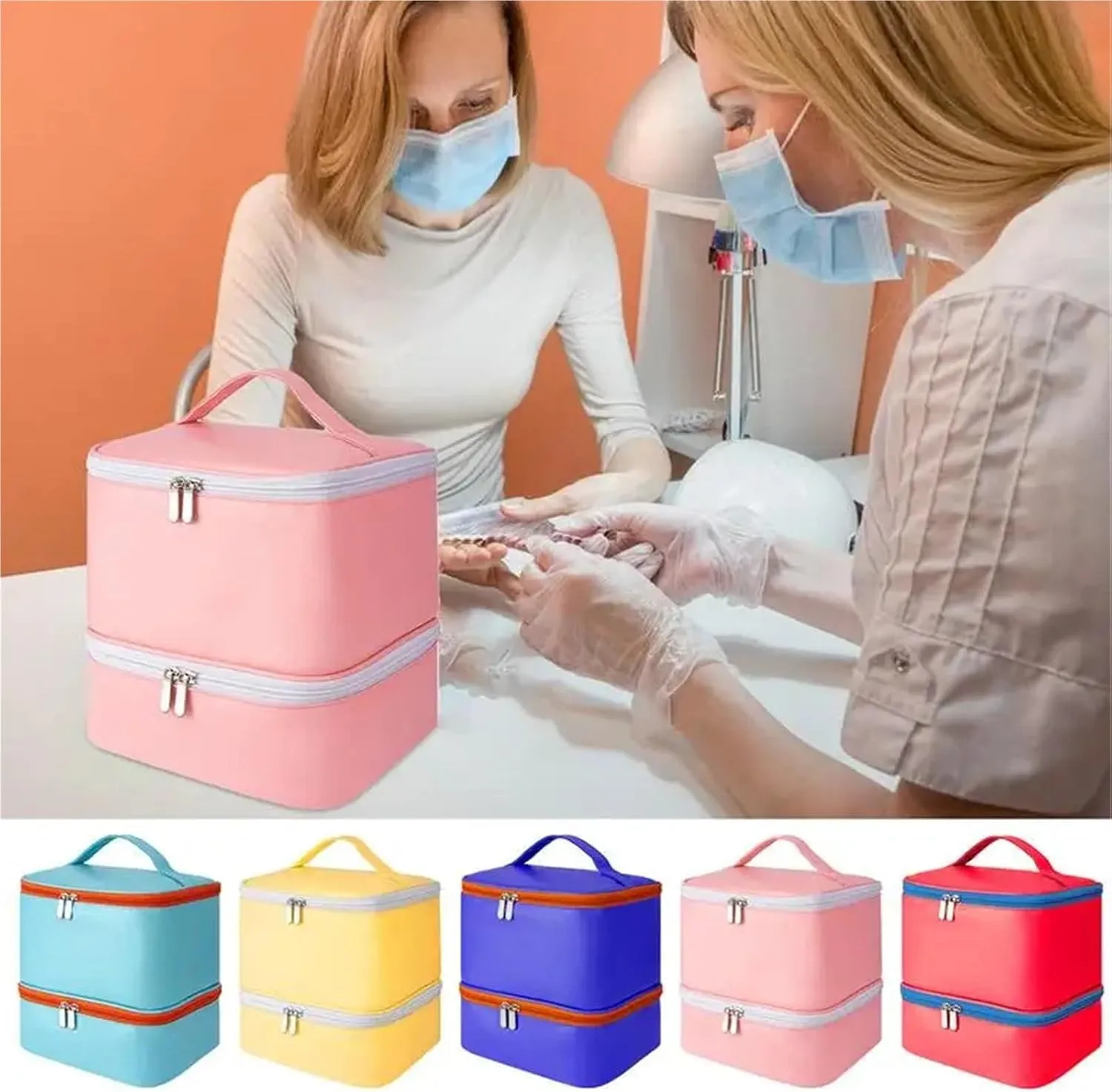 Nail Polish Storage Bag Nail Polish Storage Bag High Capacity Nail Polish Carrying Case Holds 30 Nail Glue Bottles Travel Case For Nail Lamp Massage Oil(Yellow)