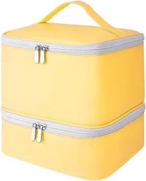 Nail Polish Storage Bag Nail Polish Storage Bag High Capacity Nail Polish Carrying Case Holds 30 Nail Glue Bottles Travel Case For Nail Lamp Massage Oil(Yellow)