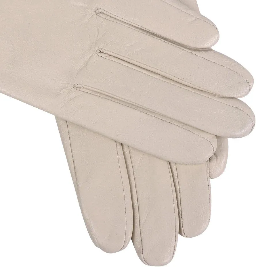 Nappaglo Nappa Leather Gloves Warm Lining Winter Button Decoration Lambskin for Women