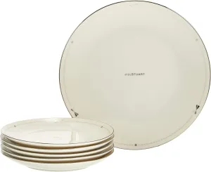 Narumi 41635-33358 Jill Stuart Plate Set, White, Ribbon Pattern, Cute, Stylish, For 5 People, 6 Pieces, Made in Japan, Gift Box