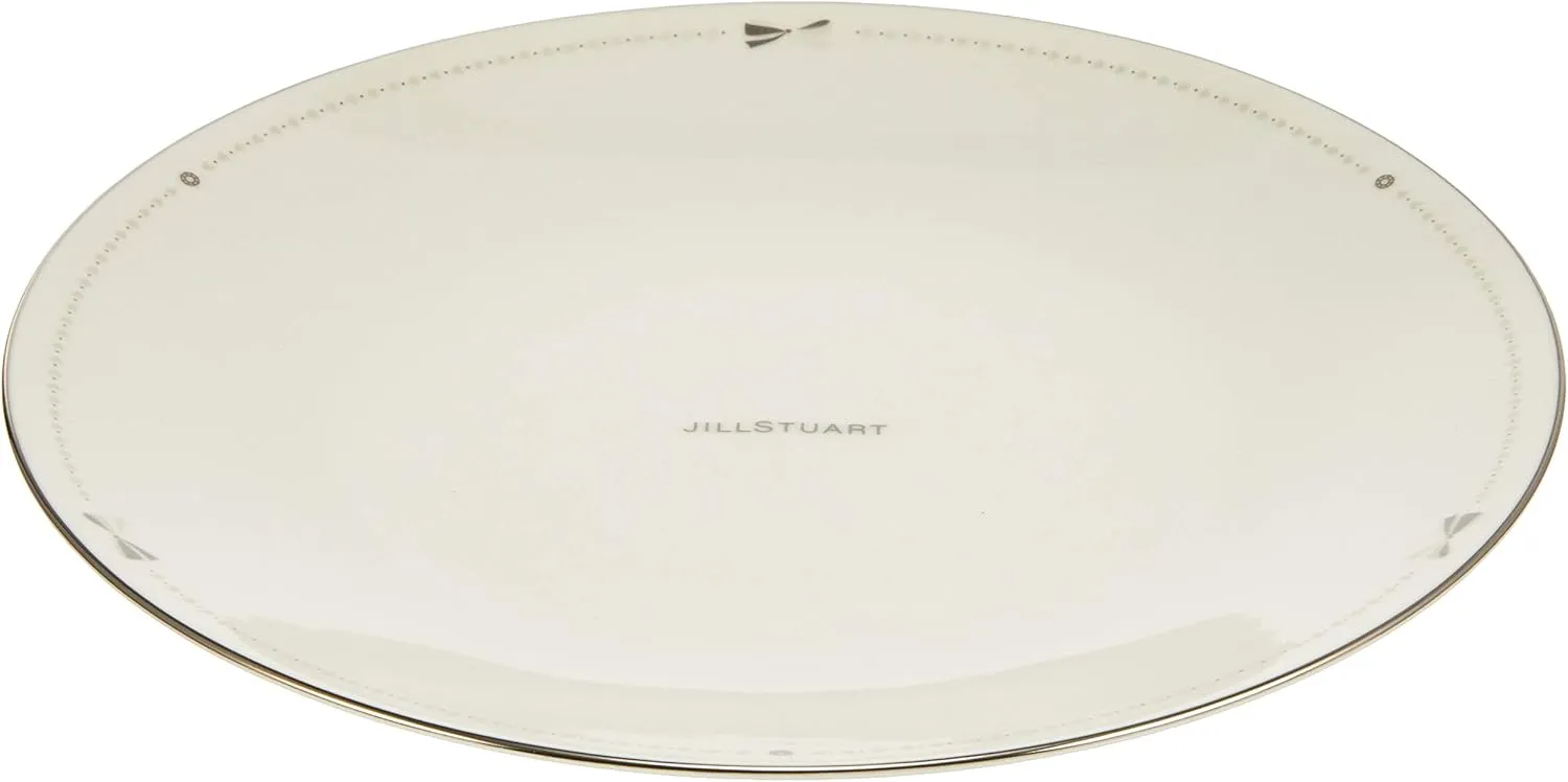 Narumi 41635-33358 Jill Stuart Plate Set, White, Ribbon Pattern, Cute, Stylish, For 5 People, 6 Pieces, Made in Japan, Gift Box