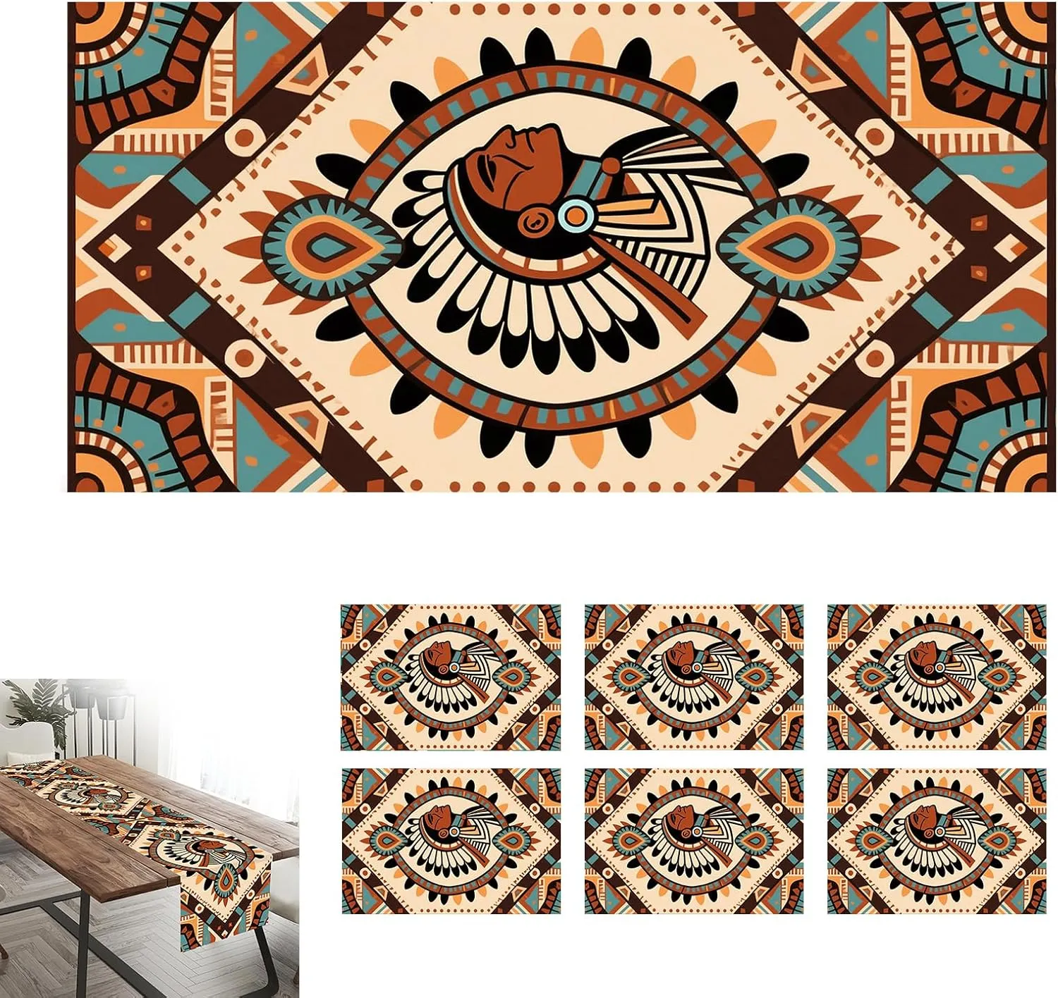 Native American Table Runners Indian Style Tabletop Cloth for Wedding Dining Indoor Outdoor Party Decor 13 x 72 Inch