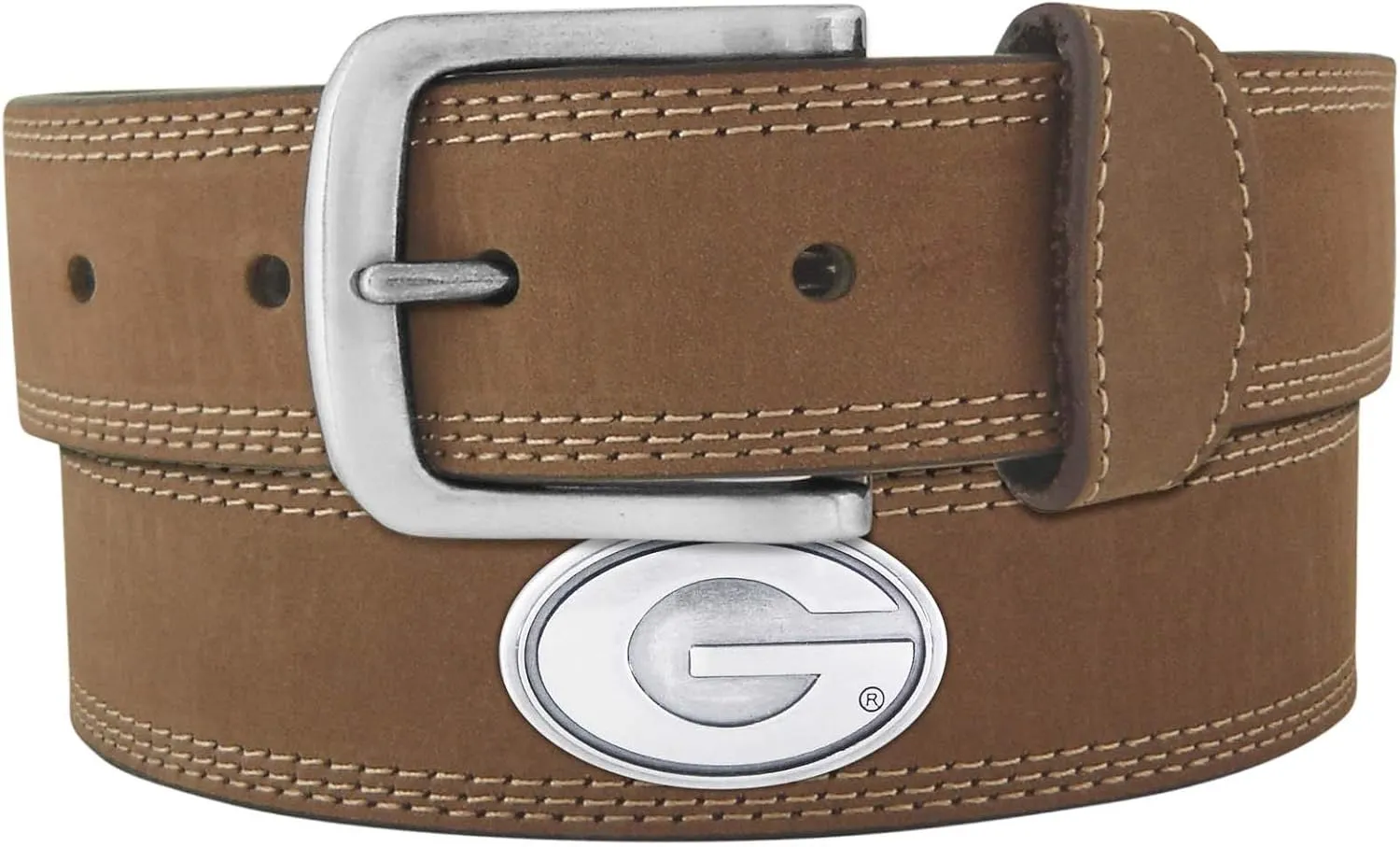 NCAA Georgia Bulldogs Light Crazy Horse Leather Concho Belt