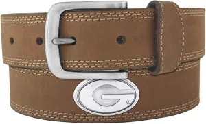 NCAA Georgia Bulldogs Light Crazy Horse Leather Concho Belt