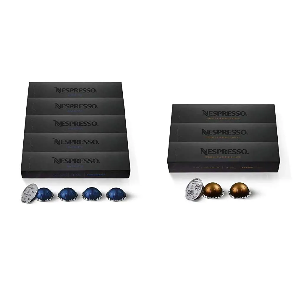 Nespresso Capsules VertuoLine Diavolitto Dark Roast and Double Espresso Chiaro Medium Roast Coffee Pods (10 Count)