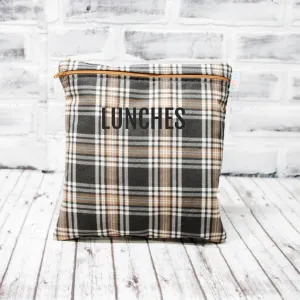 Neutral Plaid Personalized Reusable Food Bag