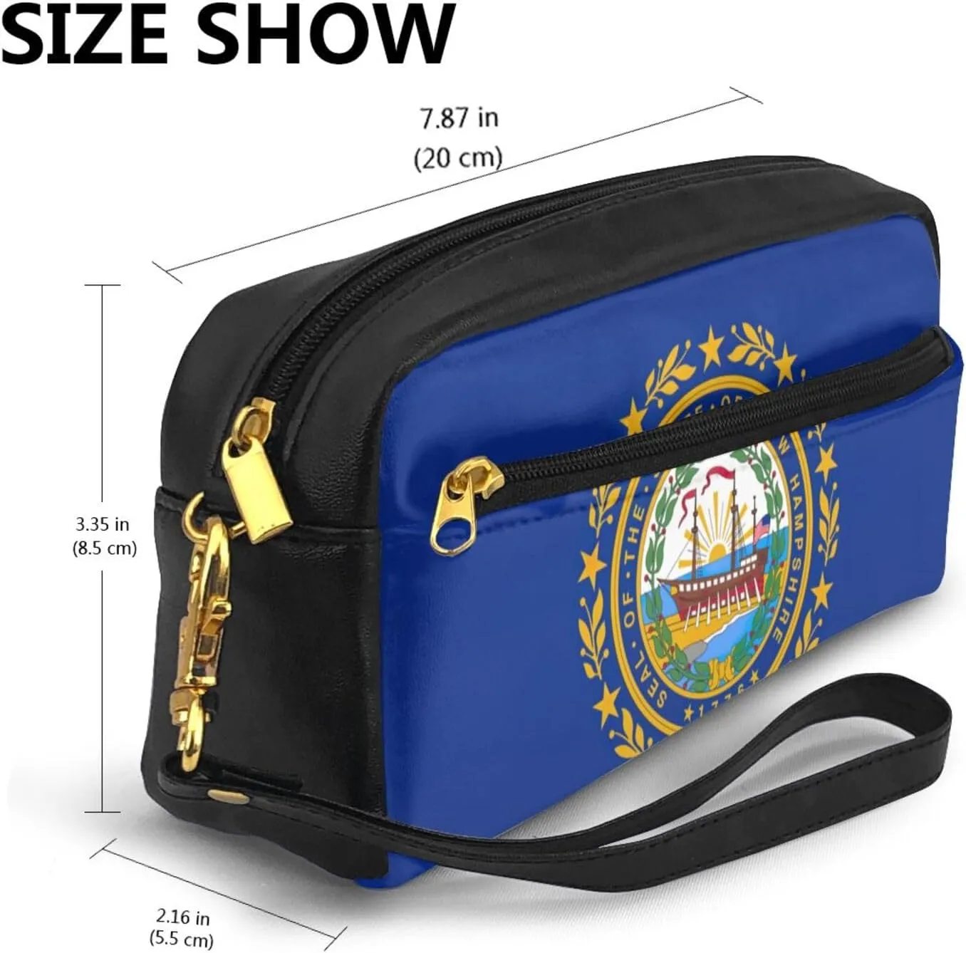 New Hampshire State Flag Cosmetic Bags For Womem,Travel Toiletry Bag Accessories Organizer Zipper Pouch Gift Idea