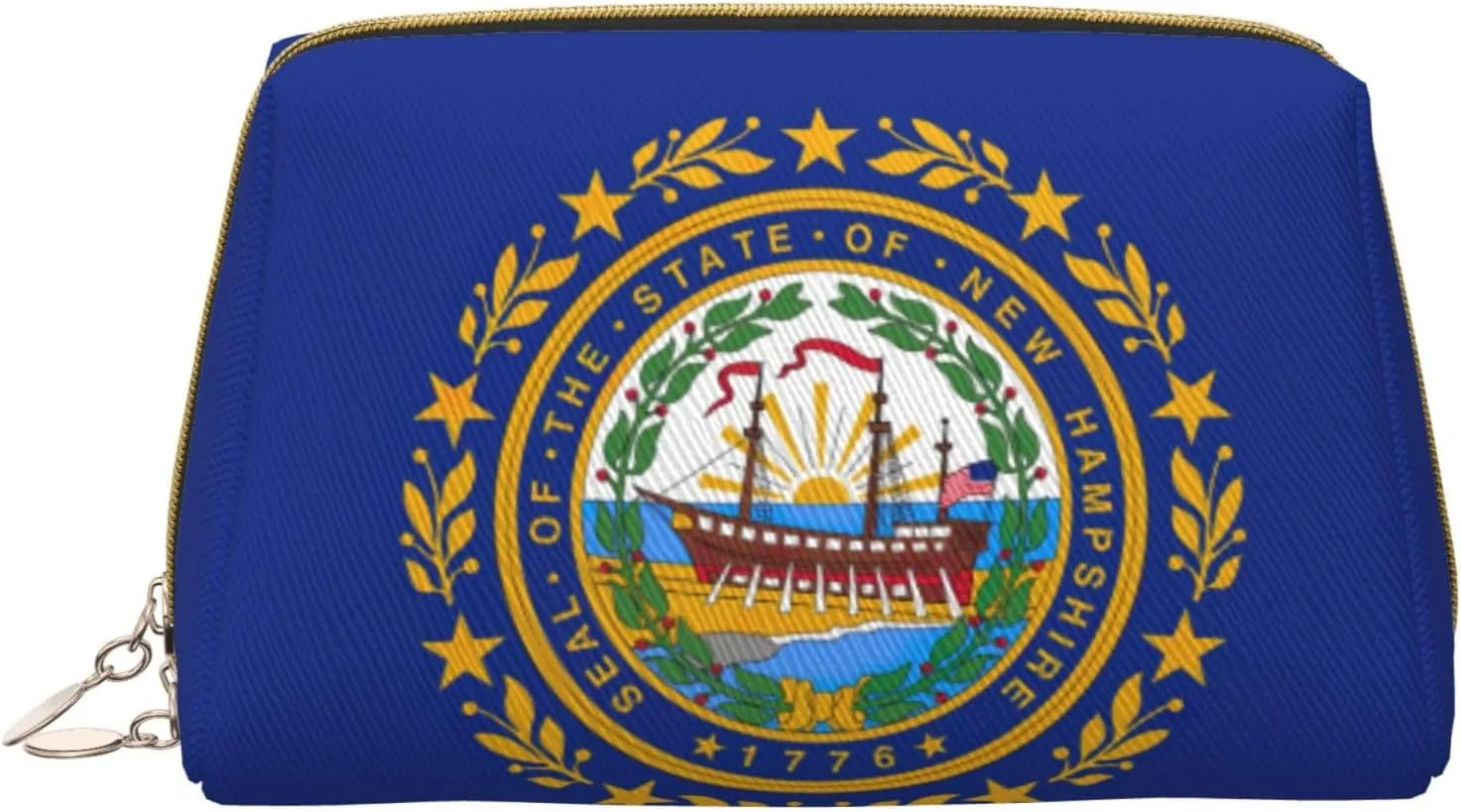 New Hampshire state flag Print Leather zipper makeup bag Cosmetic Pouch Travel Organizer Toiletry Clutch