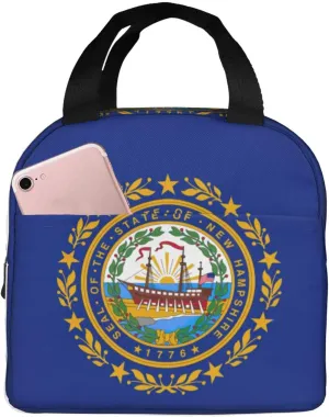 New Hampshire State Flag Print Portable Lunch Tote Bag Reusable Lunch Box For Men Or Women Perfect For Office/Picnic/Travel