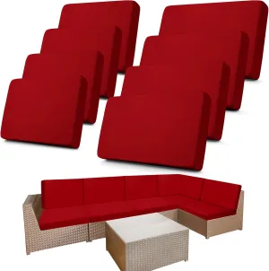Newwiee 8 Pcs Stretch Patio Outdoor Cushion Covers Replacement for 4 Backrests and 4 Patio Cushions Covers, Waterproof Couch Sofa Chair Seat Slipcover Furniture Protector(Wine Red)
