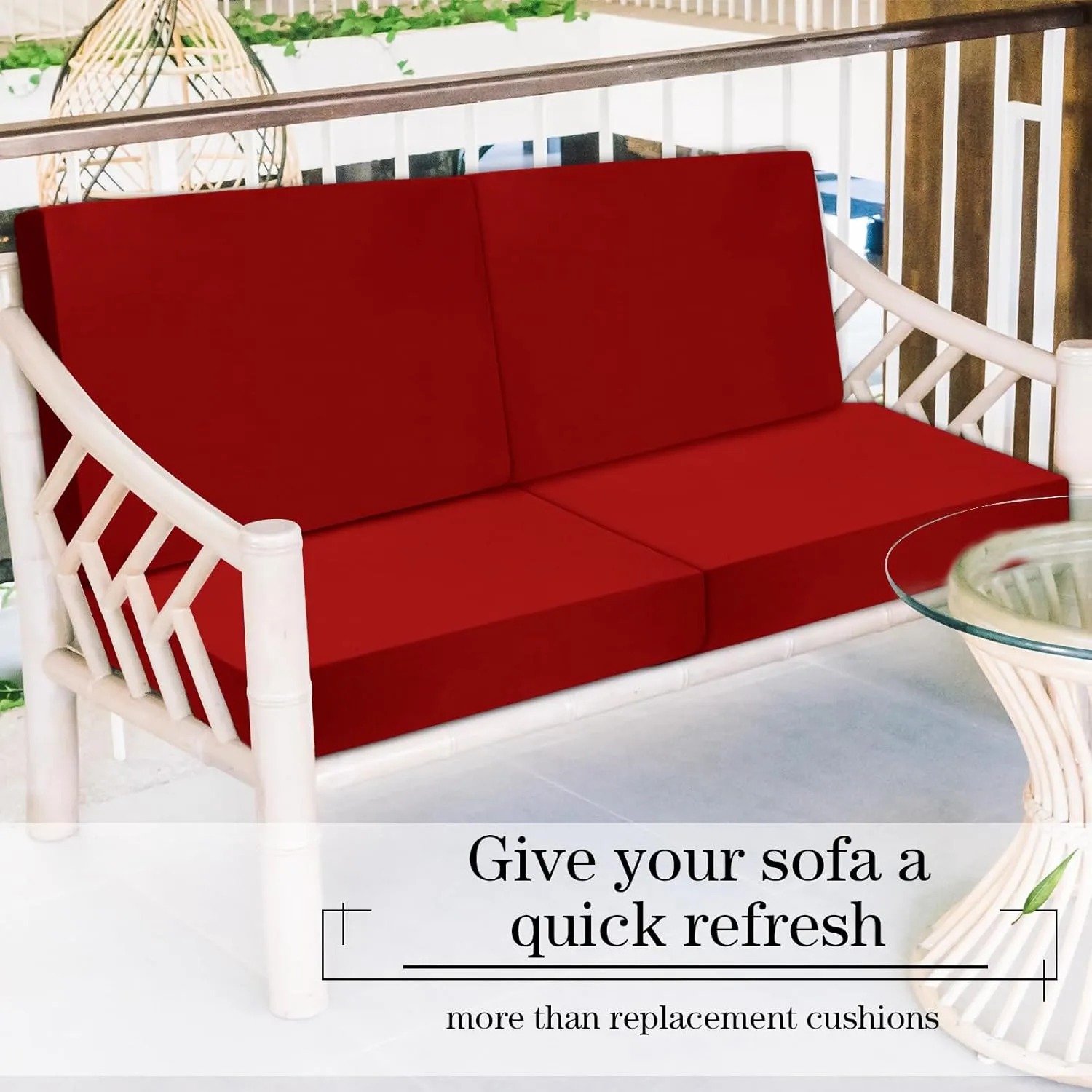 Newwiee 8 Pcs Stretch Patio Outdoor Cushion Covers Replacement for 4 Backrests and 4 Patio Cushions Covers, Waterproof Couch Sofa Chair Seat Slipcover Furniture Protector(Wine Red)
