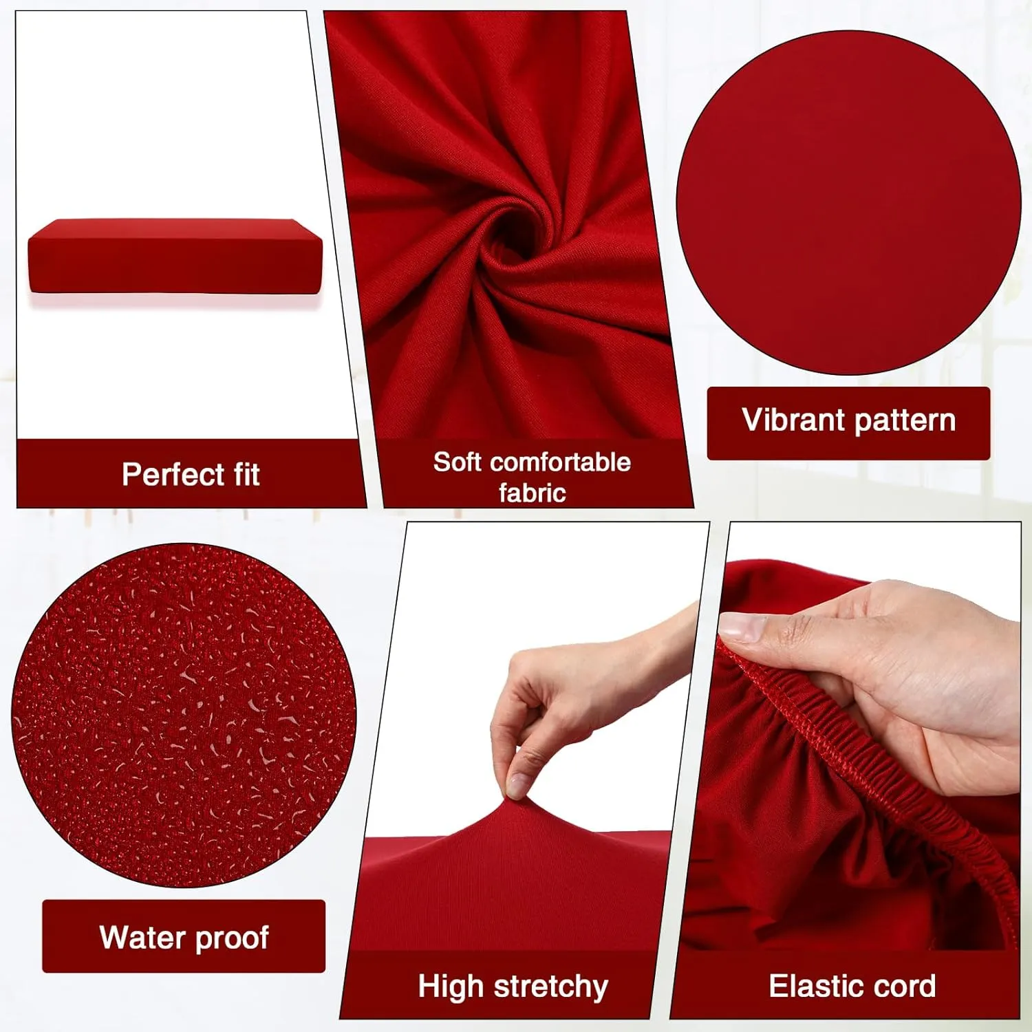 Newwiee 8 Pcs Stretch Patio Outdoor Cushion Covers Replacement for 4 Backrests and 4 Patio Cushions Covers, Waterproof Couch Sofa Chair Seat Slipcover Furniture Protector(Wine Red)