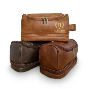 Next Day Shipping Personalized Travel Leather Toiletry Bag for Men, Custom Leather Waterproof Toiletry Bag, Gift for Men Dad Husband Grandpa Lover, Hanging Travel Bag, Gym Travel Bathroom Toiletry Bag