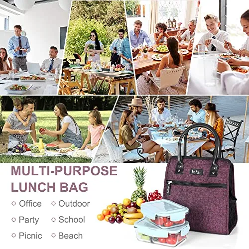 Nicole Miller Insulated Lunch Bag Tote – Thermal Soft Side Wide-Open