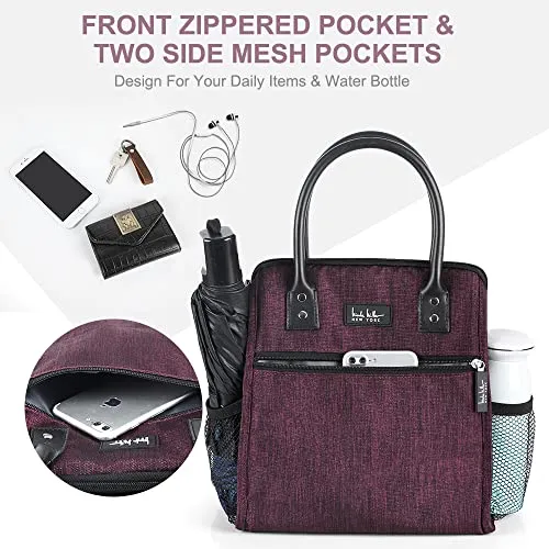 Nicole Miller Insulated Lunch Bag Tote – Thermal Soft Side Wide-Open