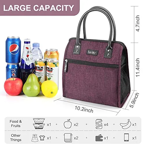 Nicole Miller Insulated Lunch Bag Tote – Thermal Soft Side Wide-Open