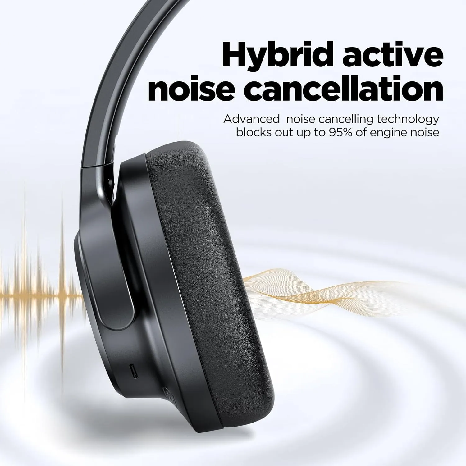 Noise Cancelling Headphones: Wireless Over Ear Bluetooth Headphones with 130H Playtime - Hi-Res Sound Custom EQ via App Deep Bass Comfort Fit Ear Cups for Travel Home Office