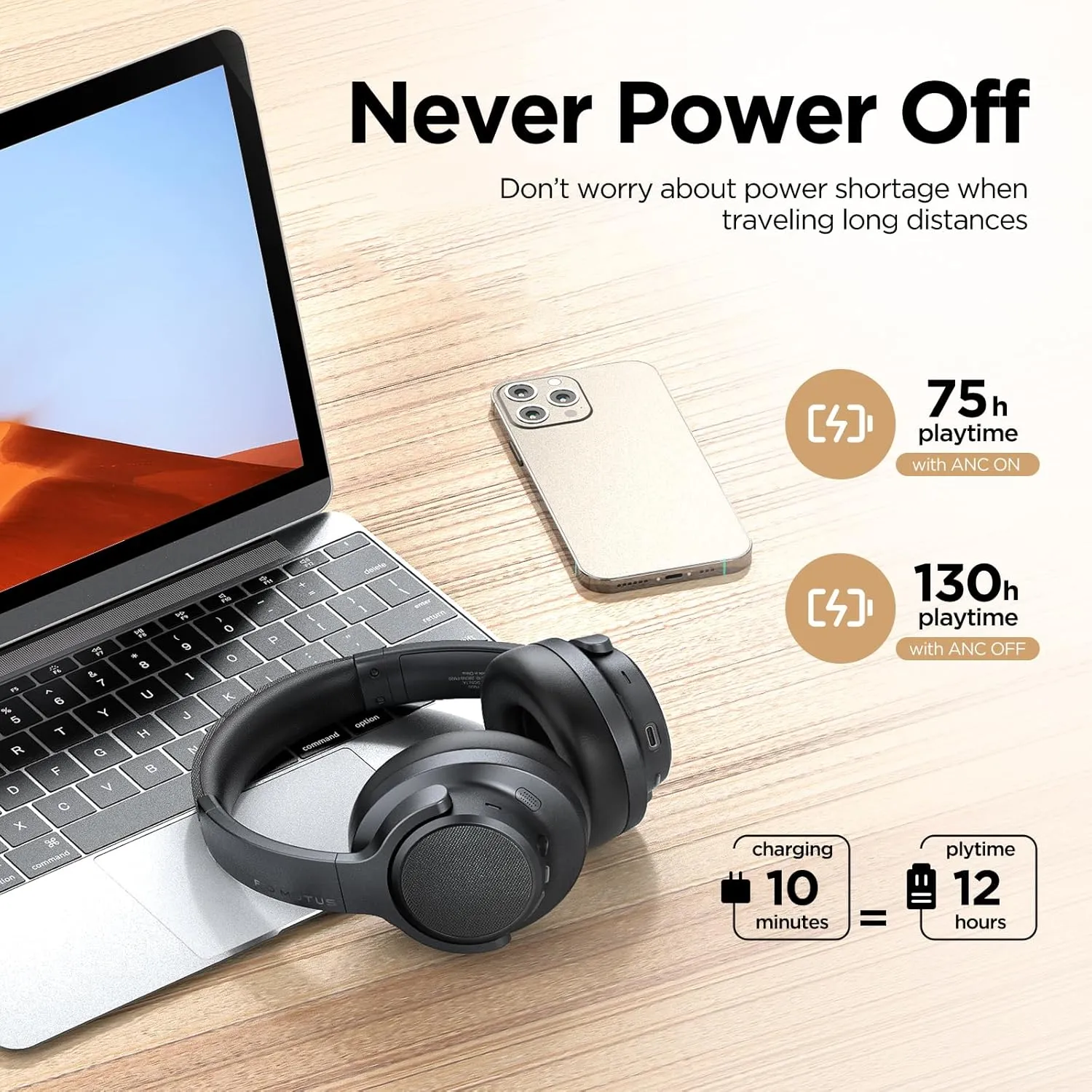 Noise Cancelling Headphones: Wireless Over Ear Bluetooth Headphones with 130H Playtime - Hi-Res Sound Custom EQ via App Deep Bass Comfort Fit Ear Cups for Travel Home Office