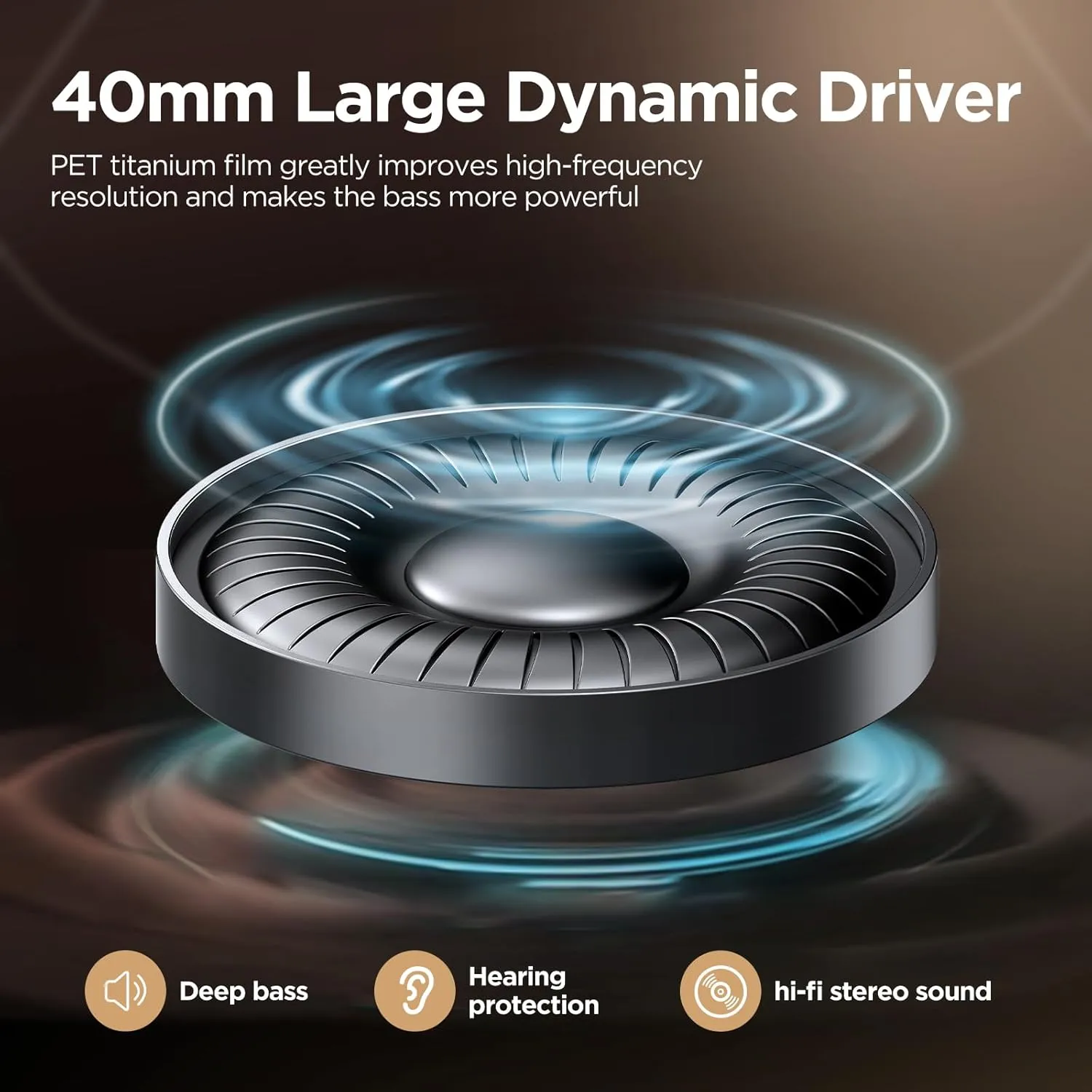 Noise Cancelling Headphones: Wireless Over Ear Bluetooth Headphones with 130H Playtime - Hi-Res Sound Custom EQ via App Deep Bass Comfort Fit Ear Cups for Travel Home Office