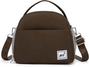 NOL Natural Organic Lifestyle Lunch Bag Insulated Cooler Bag for Women Nylon Waterproof Lightweight Lunch Box Organiser (Coffee)