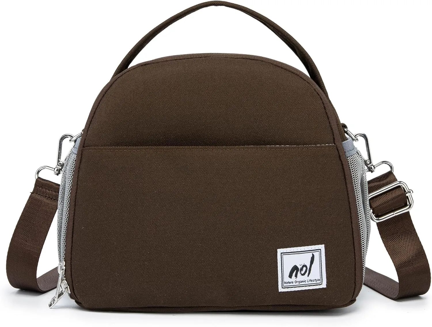 NOL Natural Organic Lifestyle Lunch Bag Insulated Cooler Bag for Women Nylon Waterproof Lightweight Lunch Box Organiser (Coffee)