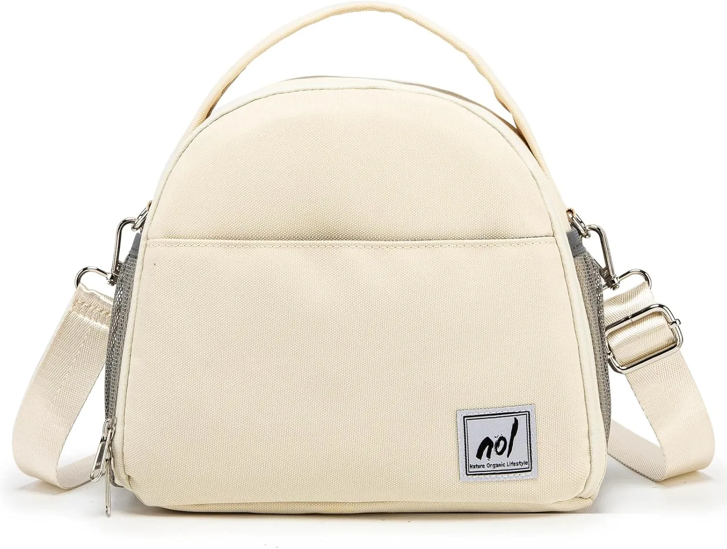 NOL Natural Organic Lifestyle Lunch Bag Insulated Cooler Bag for Women Nylon Waterproof Lightweight Lunch Box Organiser (Cream)