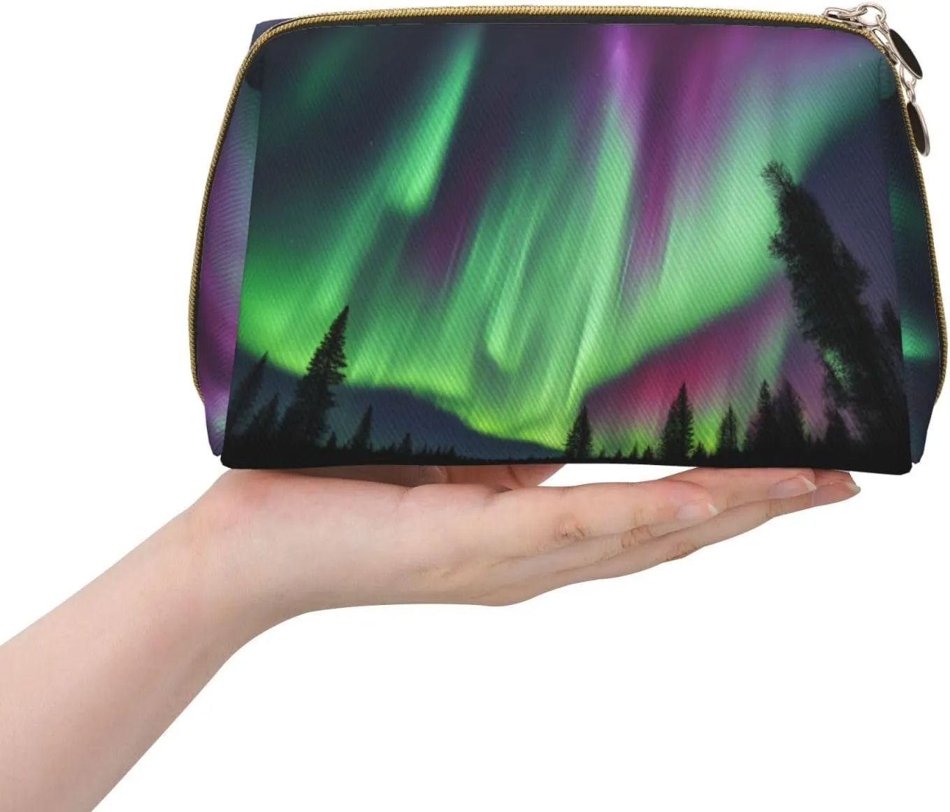 Northern Lights Painting Toiletry Pouch, Travel-Friendly Makeup Organizer For Makeup Brushes, Lipsticks
