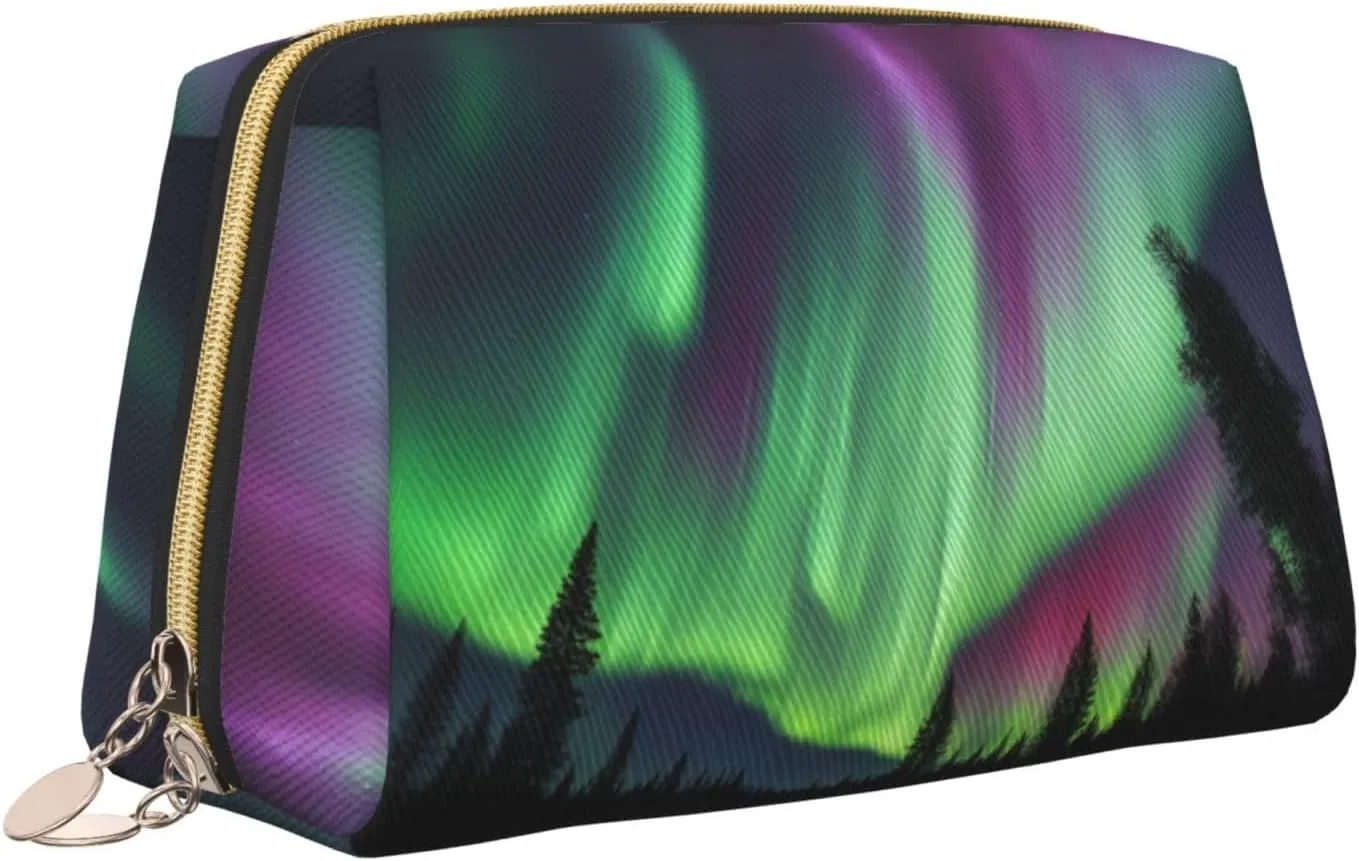 Northern Lights Painting Toiletry Pouch, Travel-Friendly Makeup Organizer For Makeup Brushes, Lipsticks