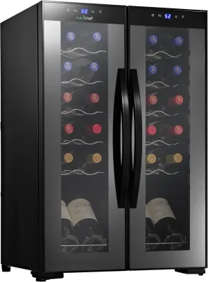 NutriChef PKCWC240 Cellar Cooler for White and Red Wines Chiller, 24 Bottle Dual Zone-Black