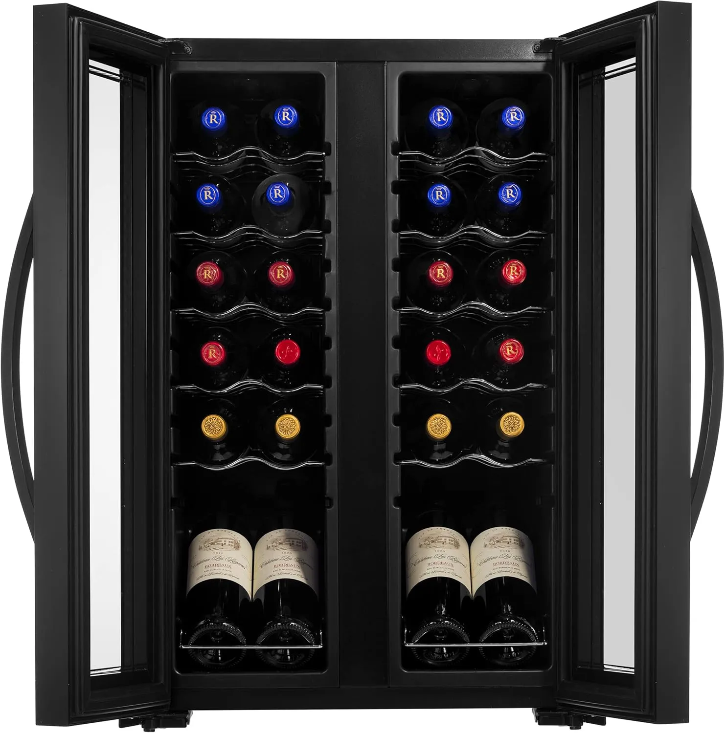 NutriChef PKCWC240 Cellar Cooler for White and Red Wines Chiller, 24 Bottle Dual Zone-Black