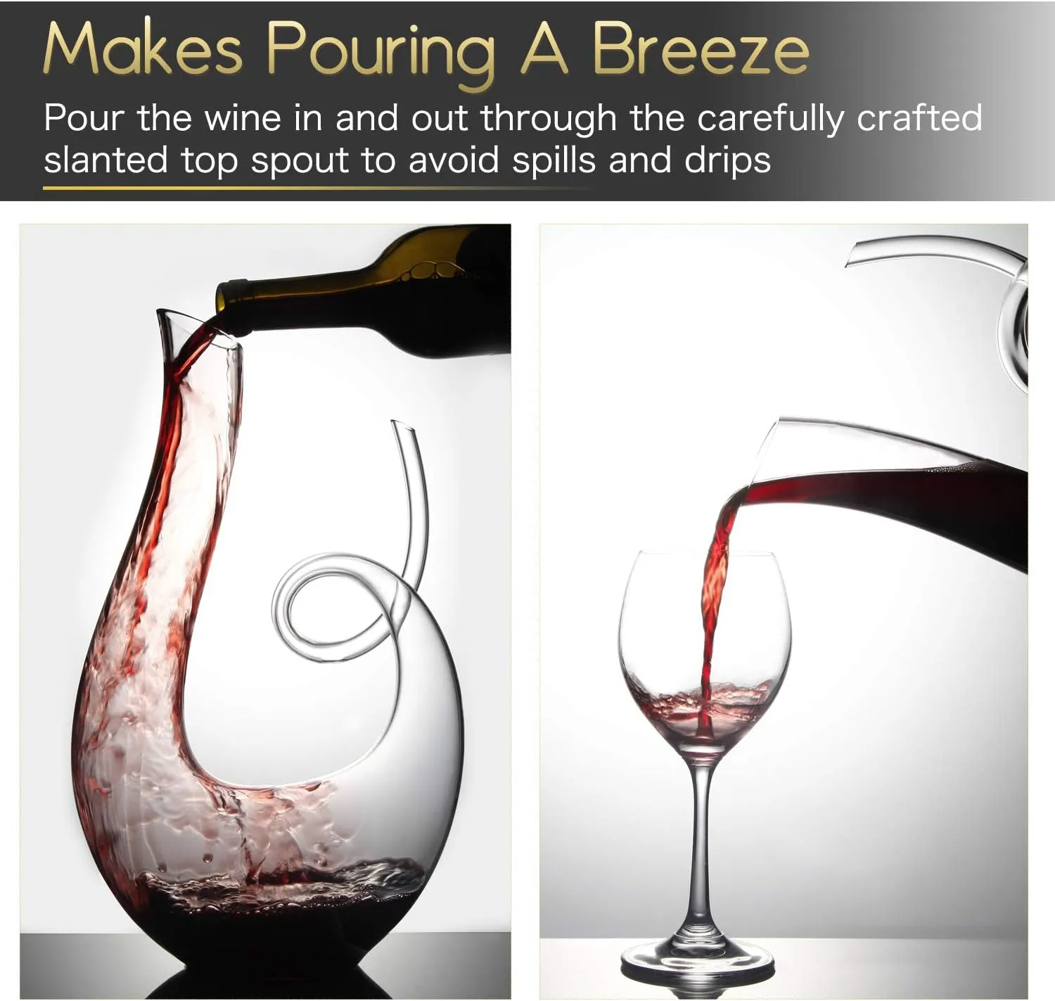 NUTRIUPS Wine Decanter, Hand Blown Swan Red Wine Decanters, Carafe Decanter for Wine