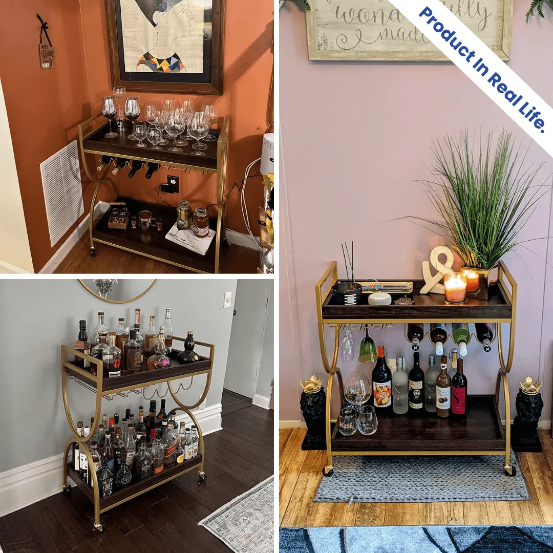 Nyla Drinks Trolley Bar Cart With Wine Holders