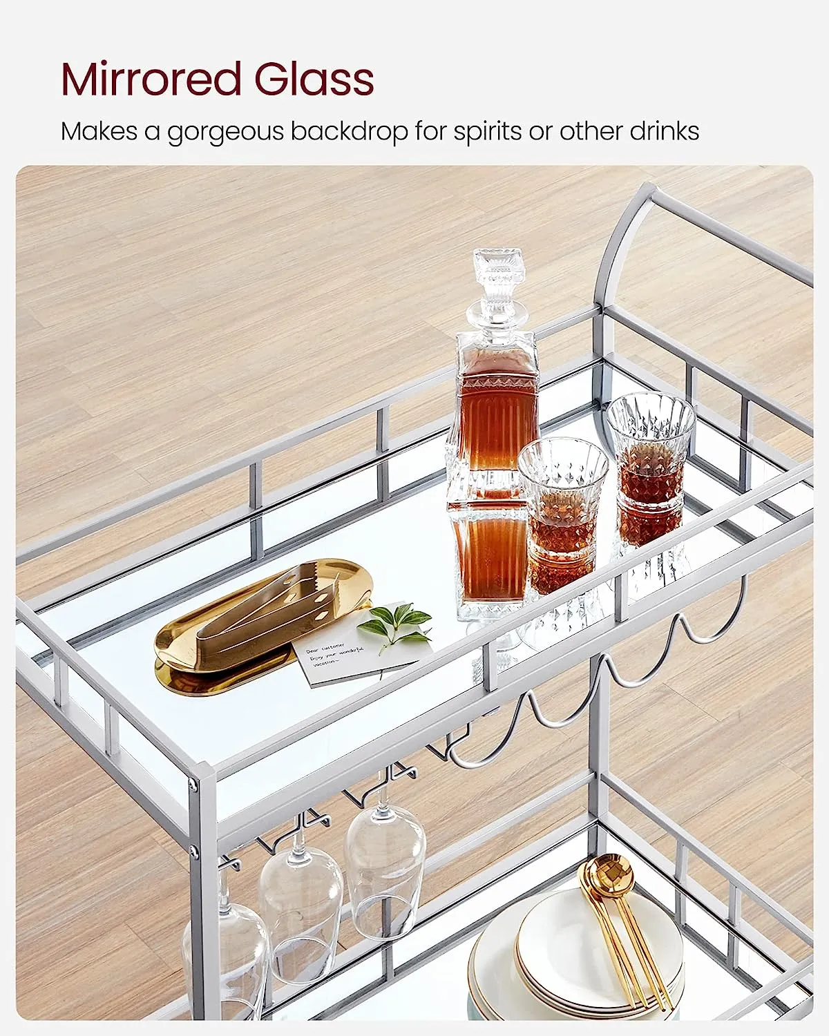 Nyla Drinks Trolley With Wine Holders - Silver