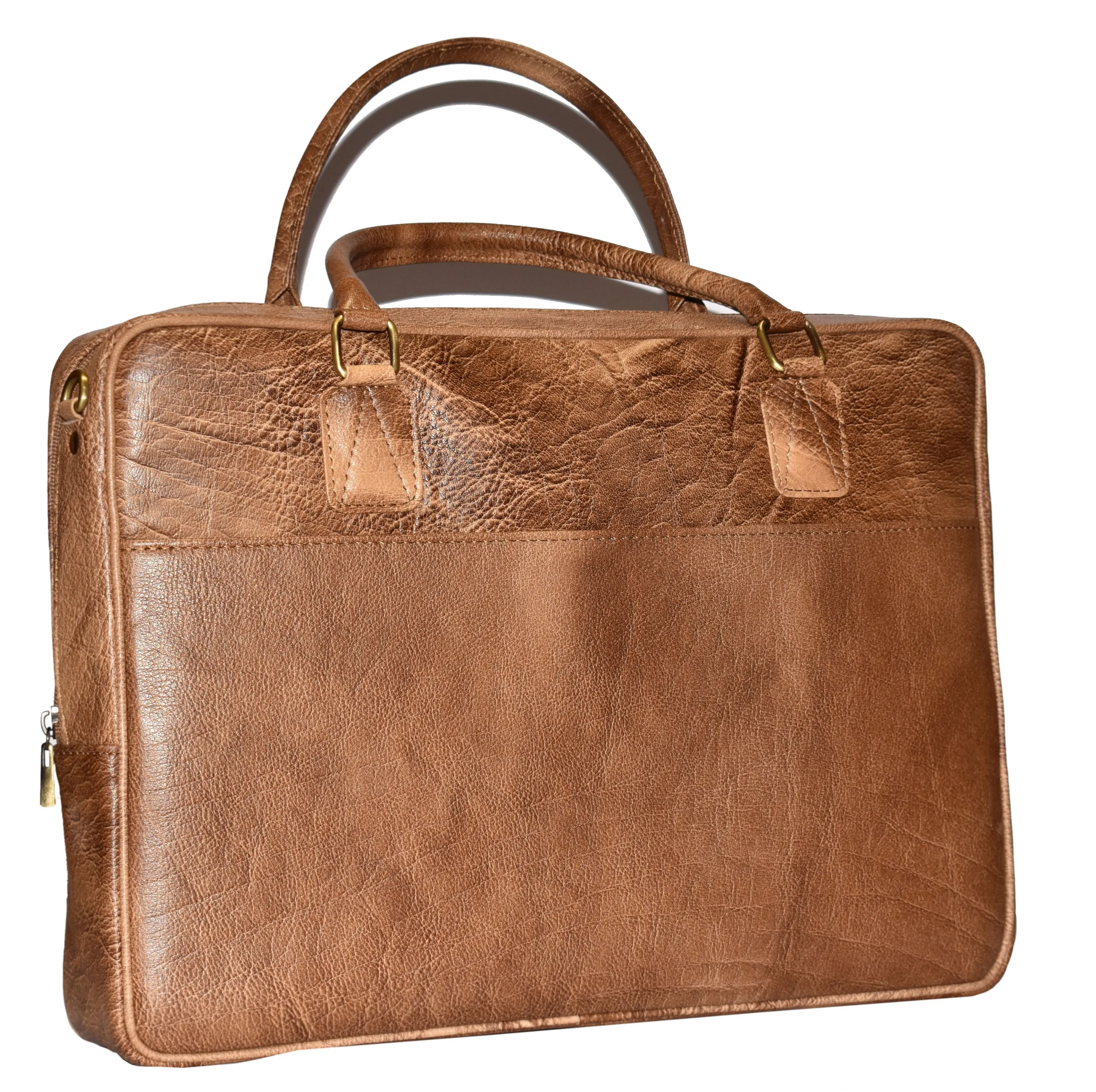 Obeeze Handmade Vintage Leather Slim Briefcase.
