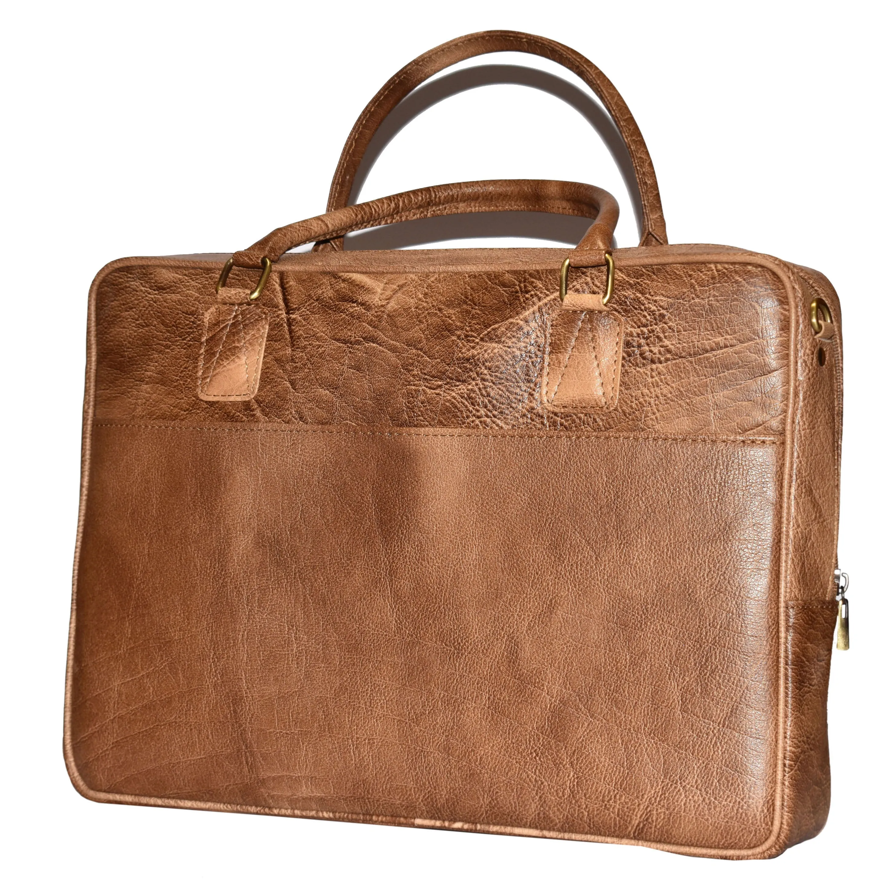 Obeeze Handmade Vintage Leather Slim Briefcase.