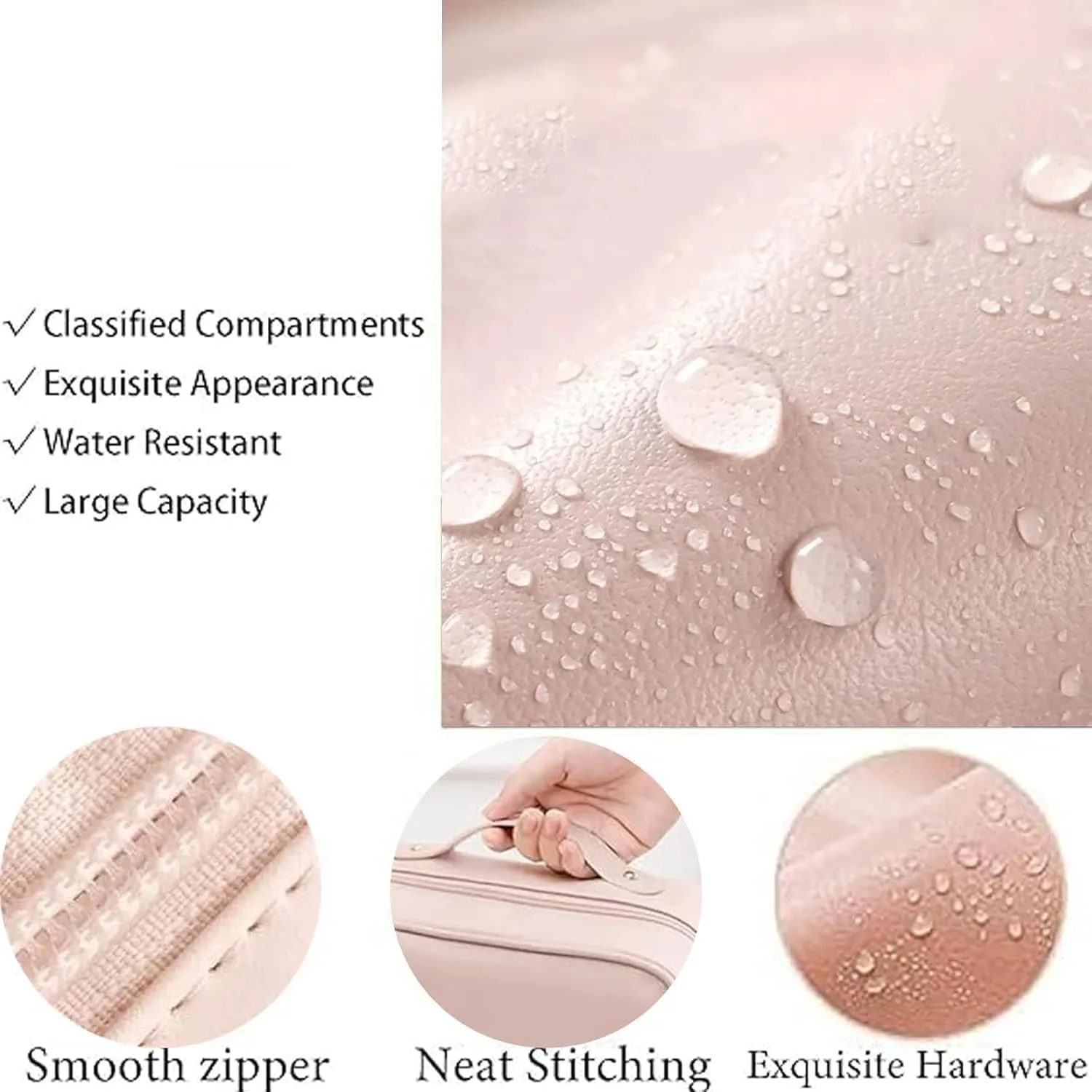 Obviousliy Multi-compartment Toiletry Cosmetics Bag, obviously makeup bags, women's pu leather waterproof, Large Capacity & Portable, Bathroom Travel, implements find dedicated dwellings (White)
