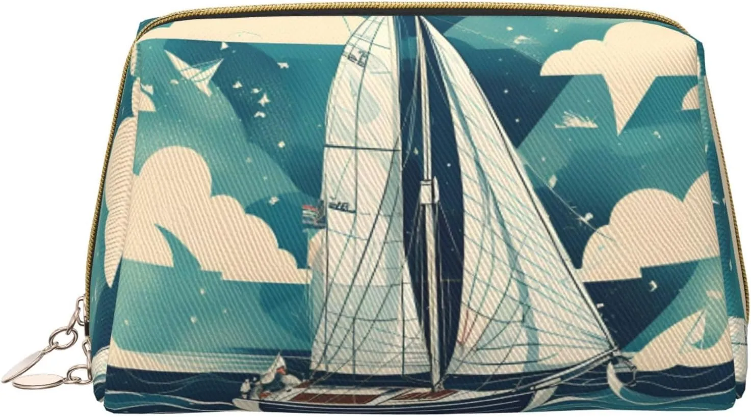 Ocean Sailboat Toiletry Pouch, Travel-Friendly Makeup Organizer For Makeup Brushes, Lipsticks