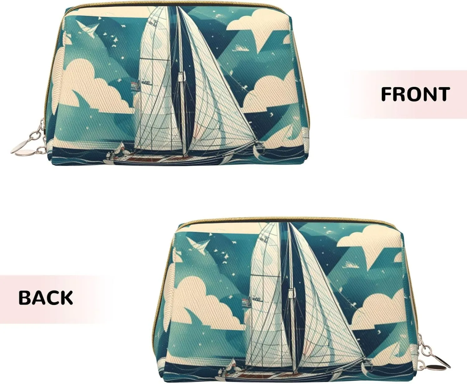 Ocean Sailboat Toiletry Pouch, Travel-Friendly Makeup Organizer For Makeup Brushes, Lipsticks