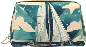 Ocean Sailboat Toiletry Pouch, Travel-Friendly Makeup Organizer For Makeup Brushes, Lipsticks