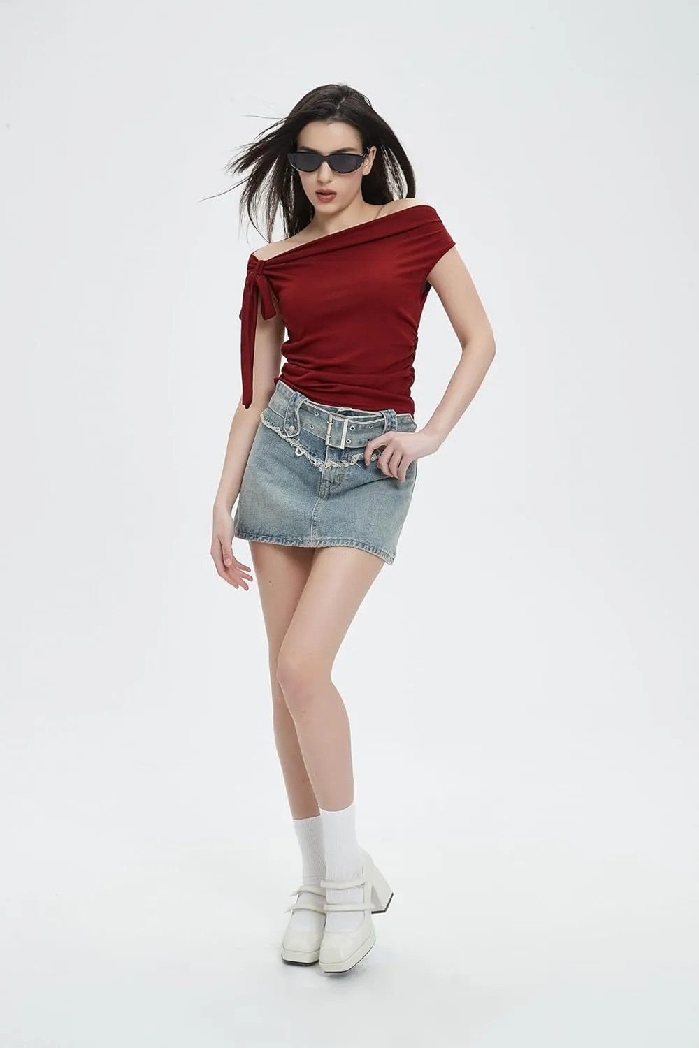 Off The Shoulder Tops for Women Crop Tank Tops Shirts with Ruched Sides Vacation Outfits Summer Spring Fashion Sexy Y2k