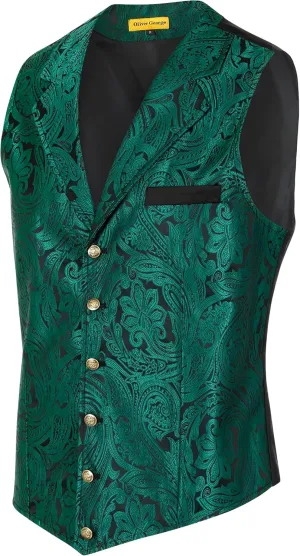 Oliver George Men's Victorian Suit Jacket & Waistcoat - Steampunk Gothic Paisley Design