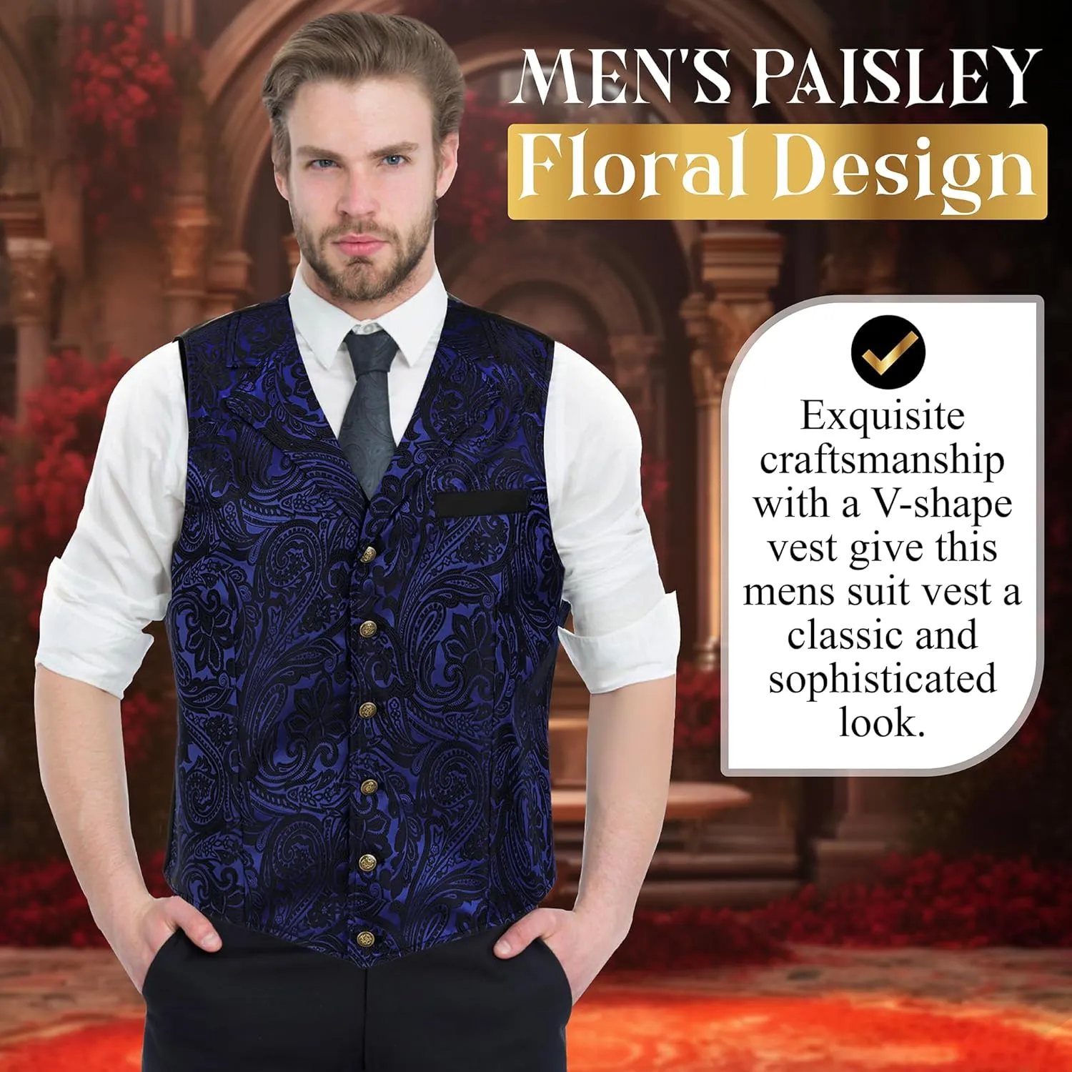 Oliver George Men's Victorian Suit Jacket & Waistcoat - Steampunk Gothic Paisley Design