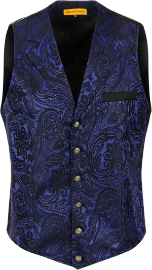 Oliver George Men's Victorian Suit Jacket & Waistcoat - Steampunk Gothic Paisley Design
