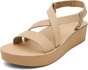 OLUKAI Onohi Women's Strappy Leather Sandals, Premium Platform Sandals with Full Grain Leather, Comfortable & Versatile, All-Day Wear