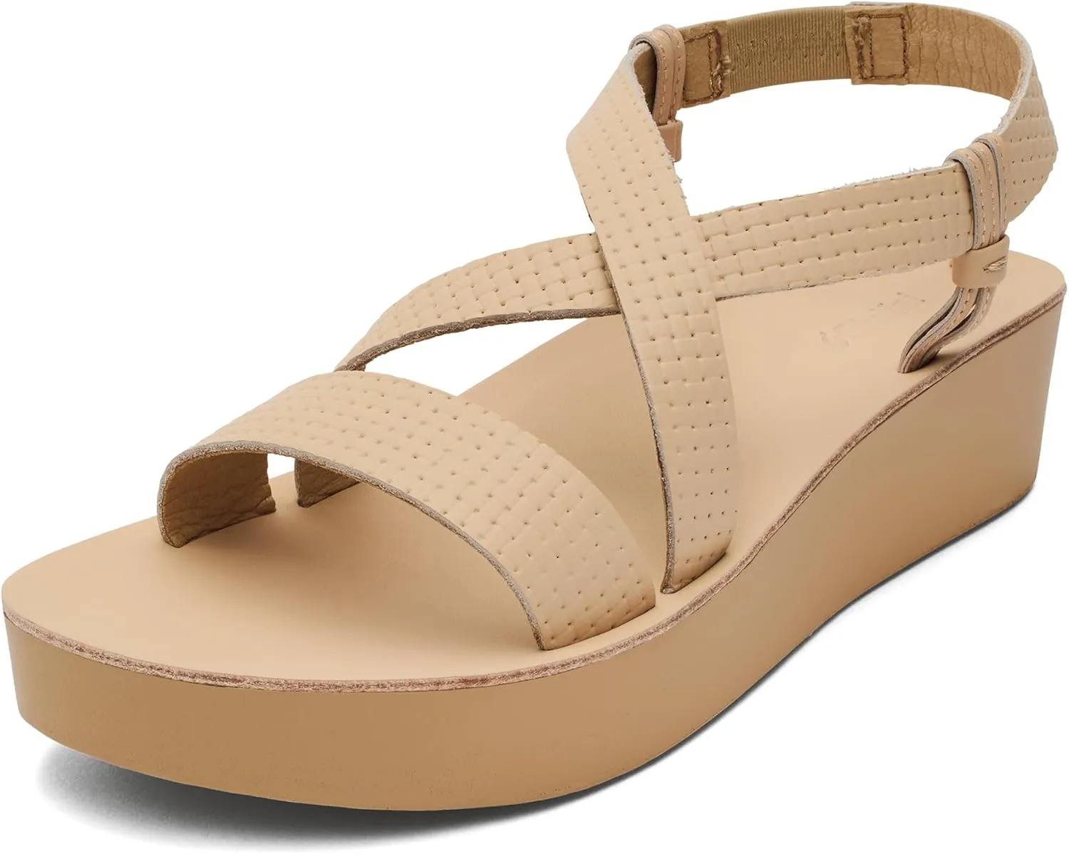 OLUKAI Onohi Women's Strappy Leather Sandals, Premium Platform Sandals with Full Grain Leather, Comfortable & Versatile, All-Day Wear