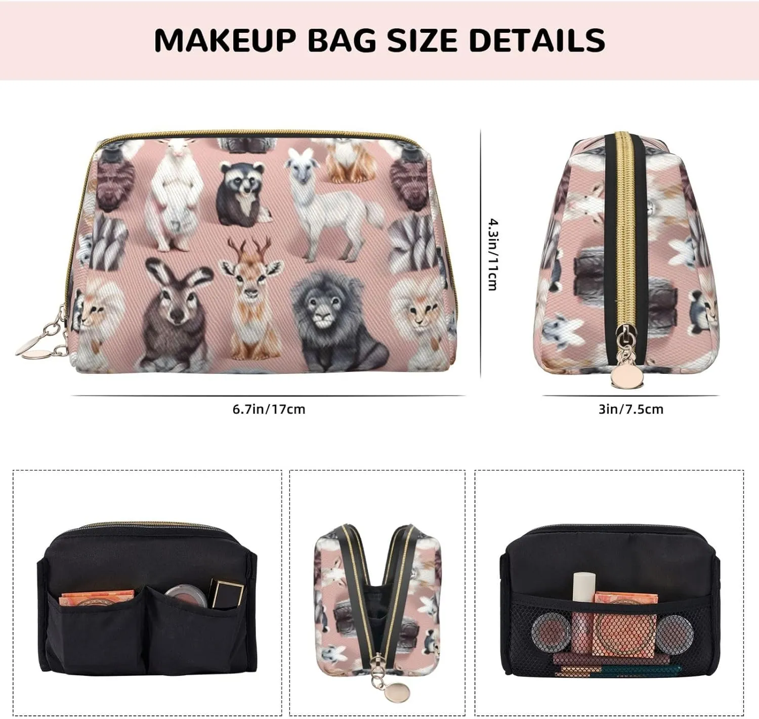 Oodles Of Poodles Toiletry Pouch, Travel-Friendly Makeup Organizer For Makeup Brushes, Lipsticks