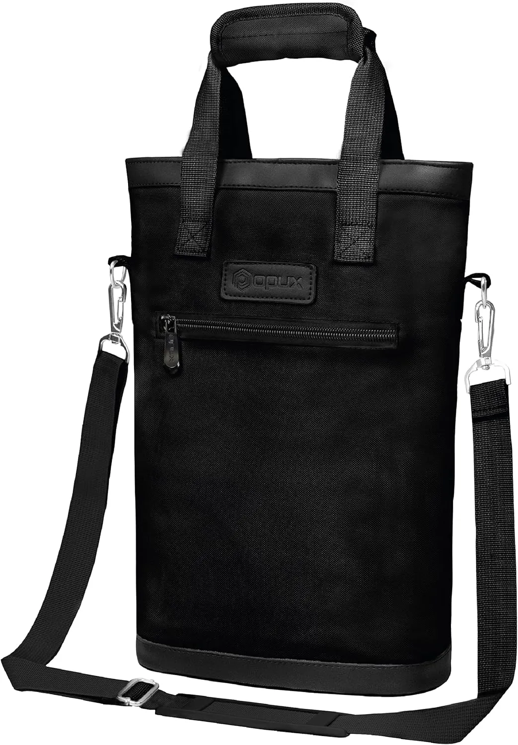 opux Two Bottle Wine Bag Carrier Tote, Insulated Leakproof 2 Bottle Wine Cooler Bag for Travel BYOB Picnic, Portable Wine Case, Gift for Men Women Wine Lover Birthday Party Christmas, Black